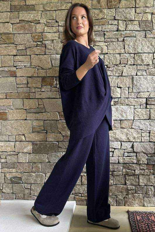 Elbury Twist & Bloom Luxury Knit Co Ord Set Navy